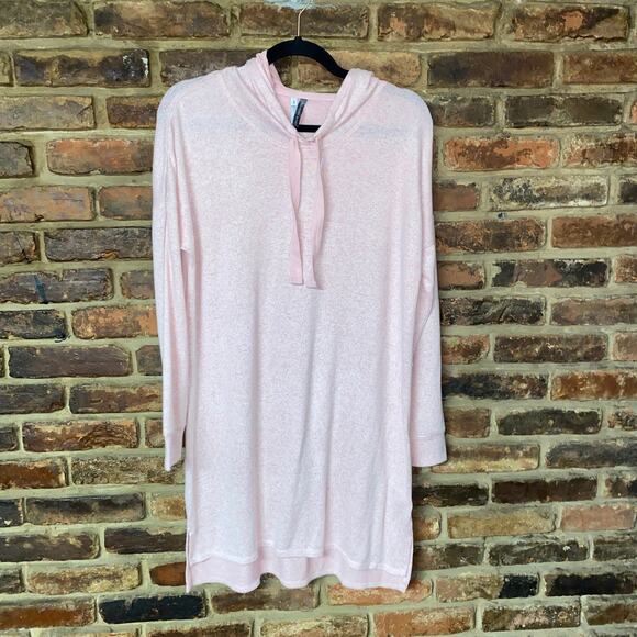 Jaclyn Intimates Pink Burnout Soft Knit Oversized Lounge Hoodie Women's Small - Picture 1 of 6